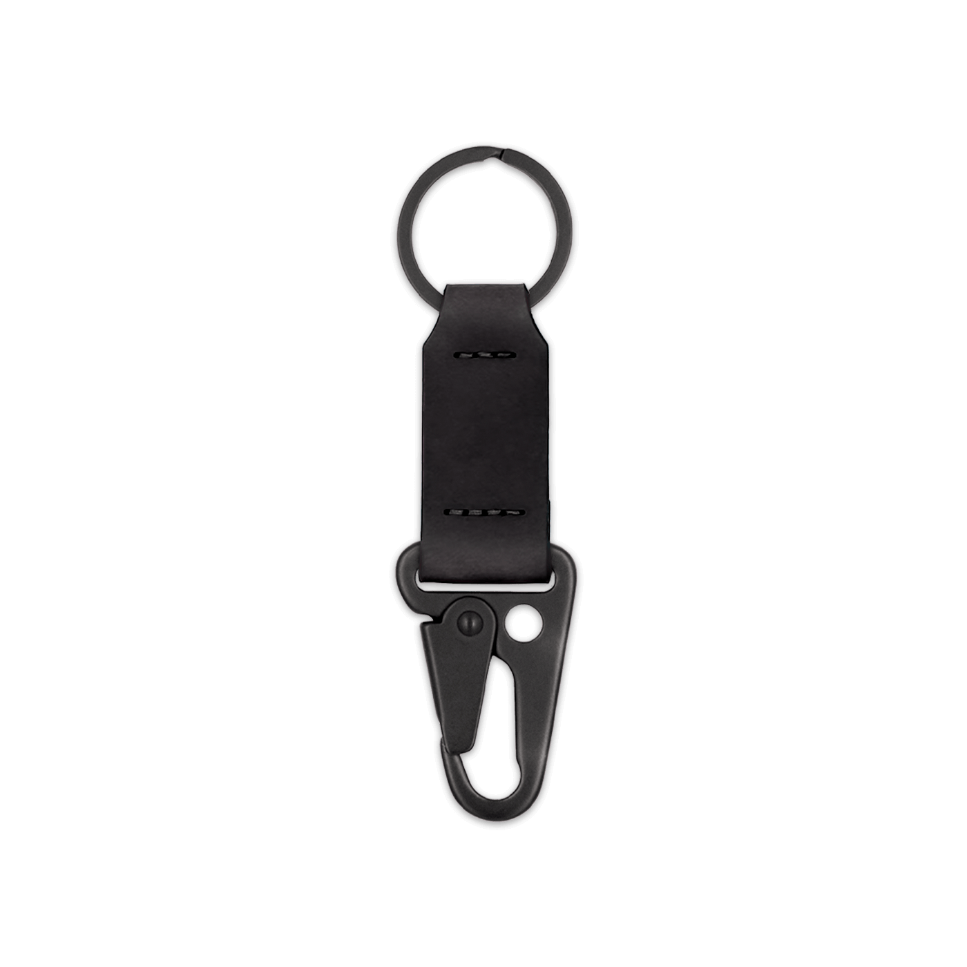 Black leather keychain with black hardware