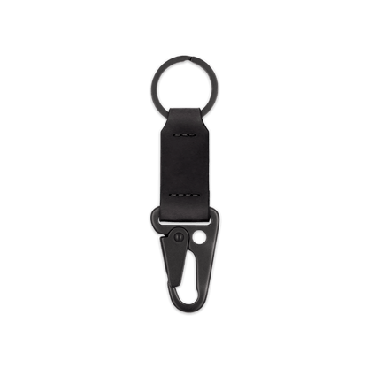 Black leather keychain with black hardware