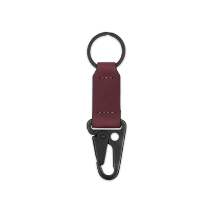 Burgundy leather keychain with black hardware