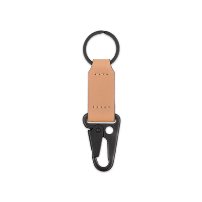 Natural leather keychain with black hardware