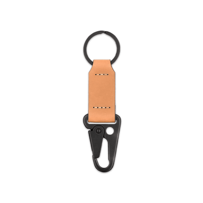 Tan leather keychain with black hardware