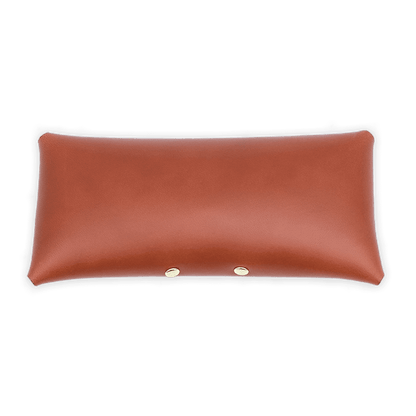 Back view of brown leather glasses case