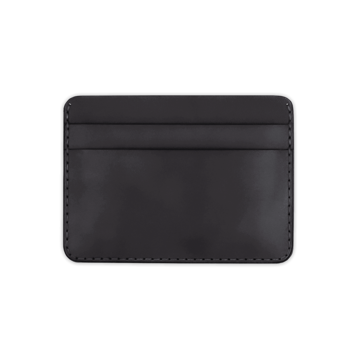 Black leather half wallet front view.