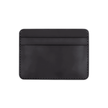 Black leather half wallet front view.