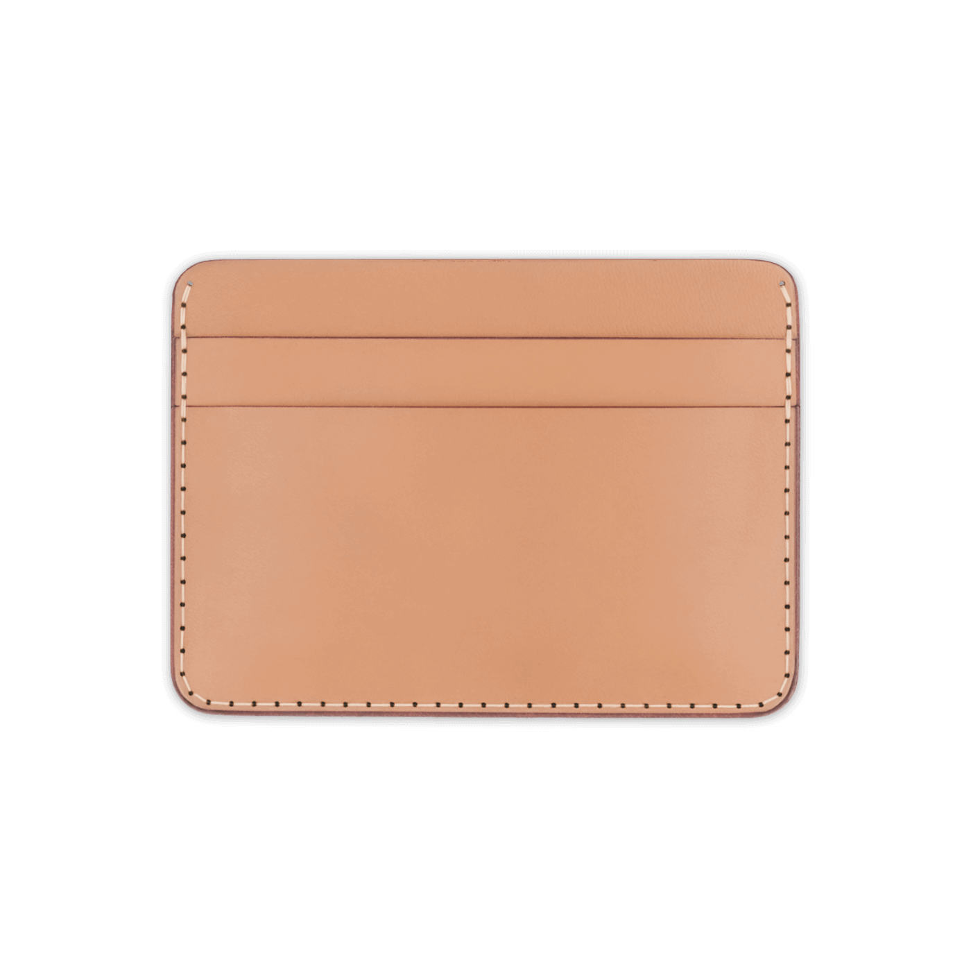 Natural leather half wallet front view.