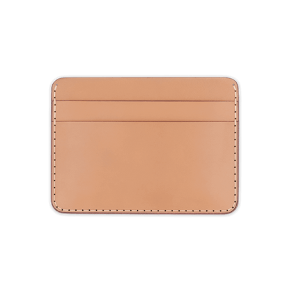 Natural leather half wallet front view.