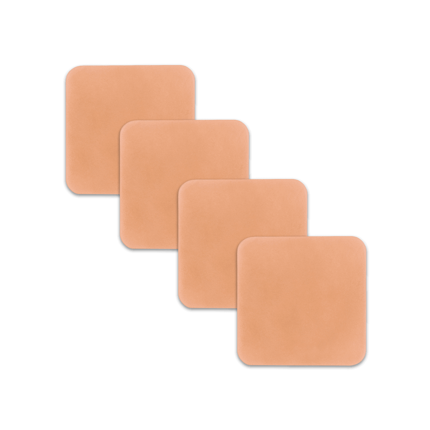 Natural square leather coasters spread out.