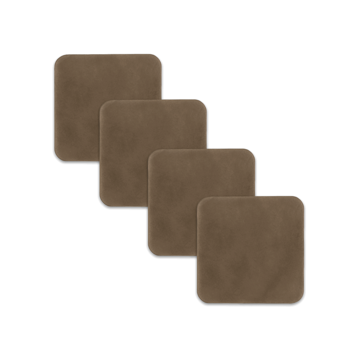 Olive square leather coasters spread out.