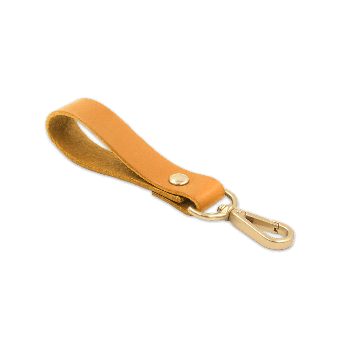 Gold leather keychain with metal clip 