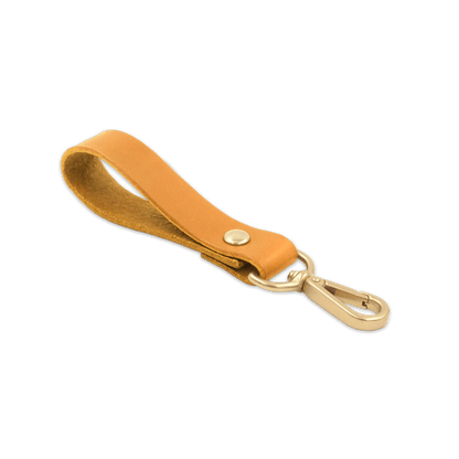 Gold leather keychain with metal clip 