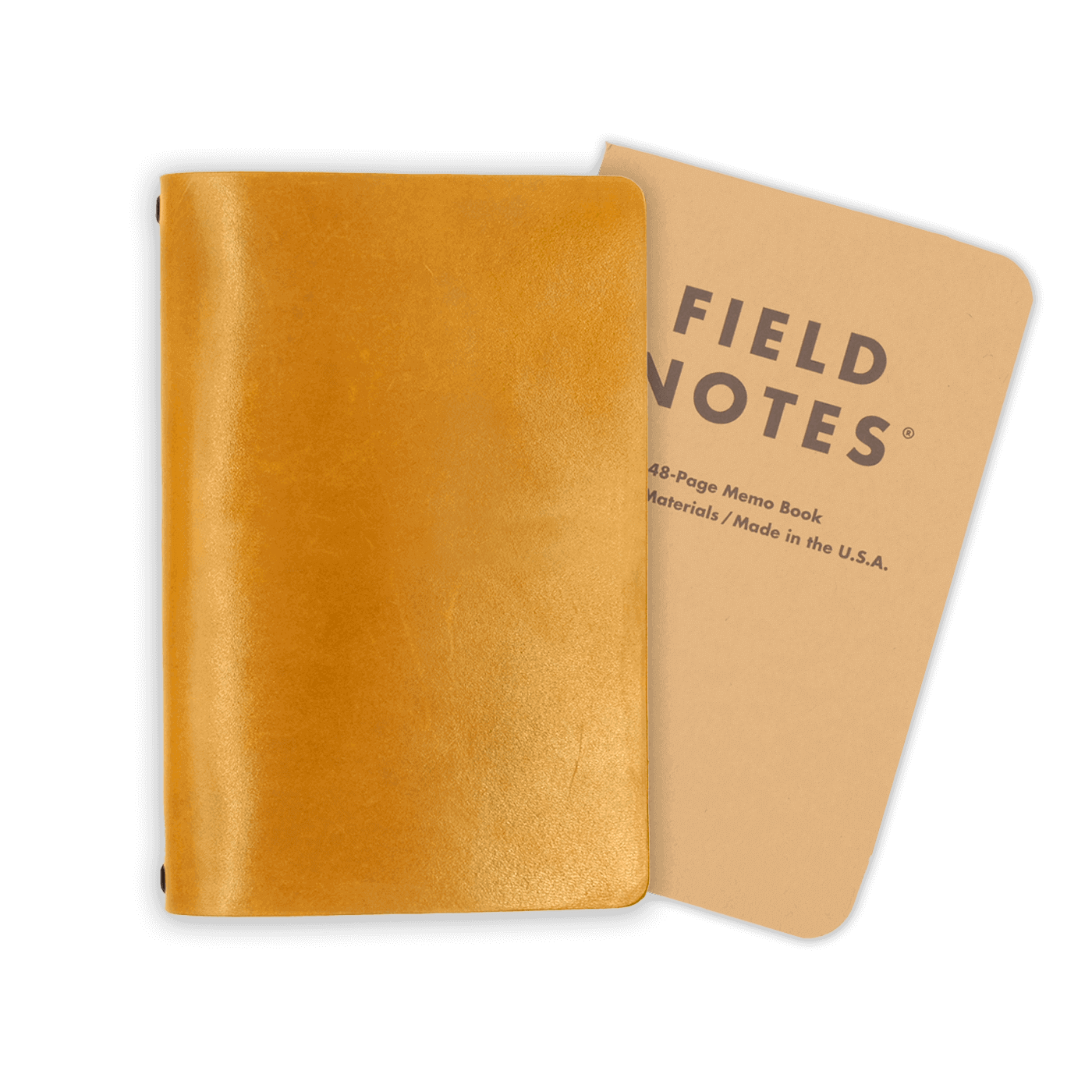 Gold leather Field Notes journal cover 