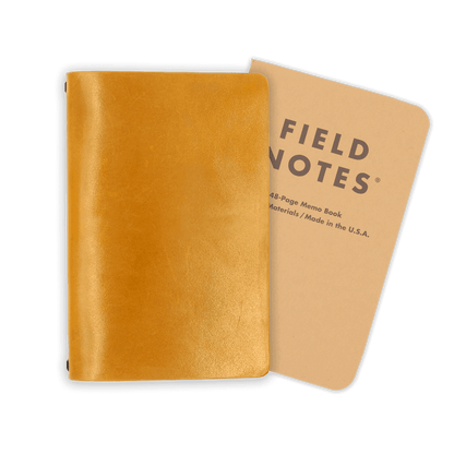 Gold leather Field Notes journal cover 
