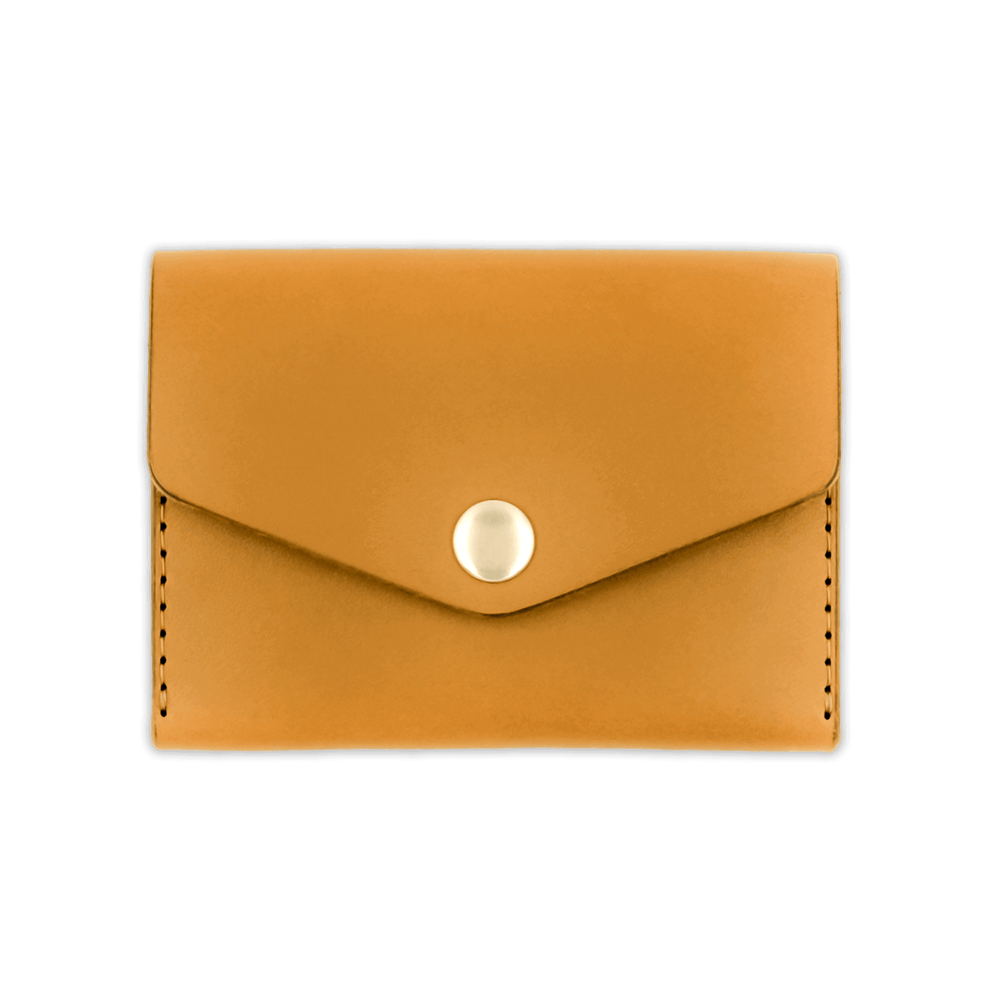 Gold leather wallet with a gold snap closure 