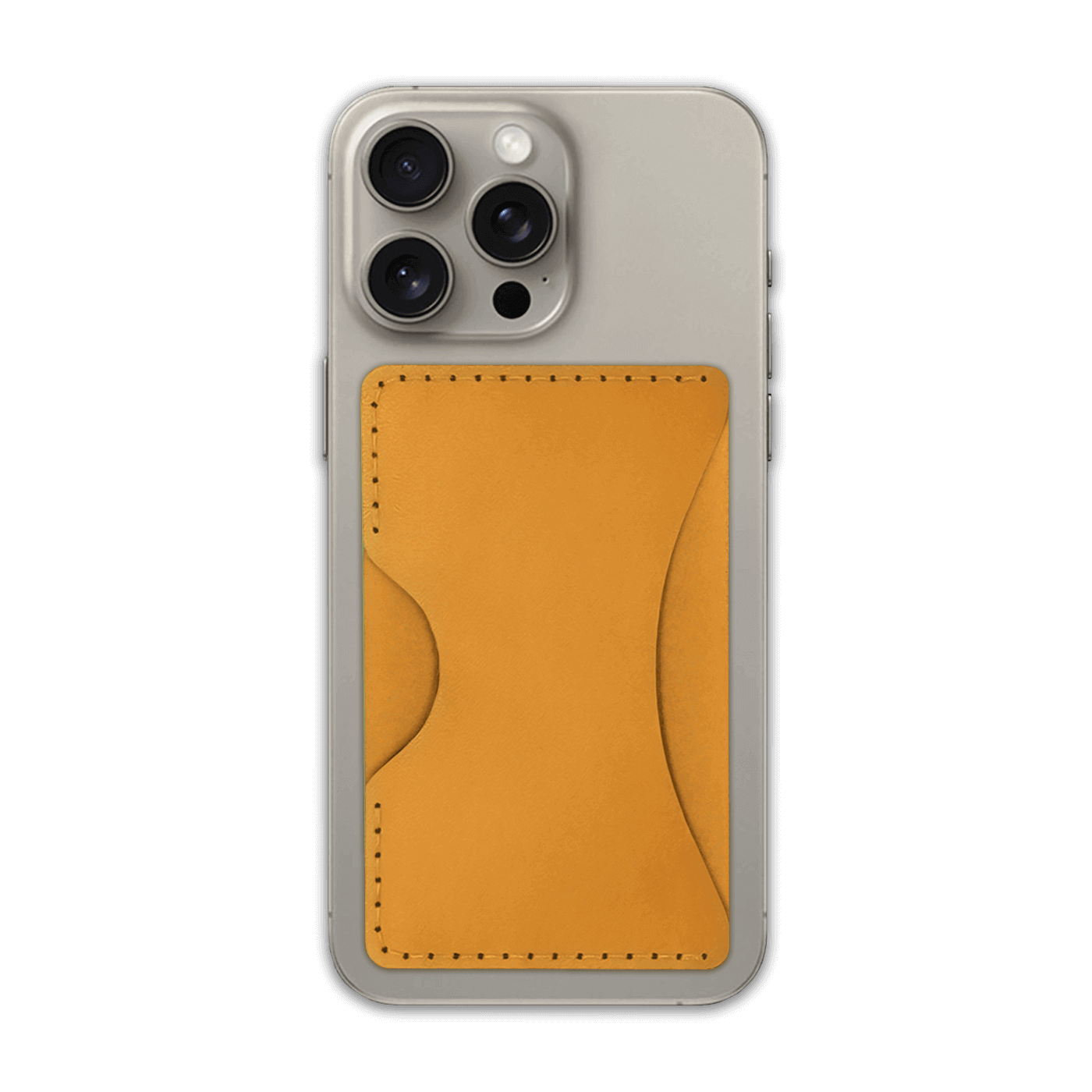 Phone case with a gold leather card holder 