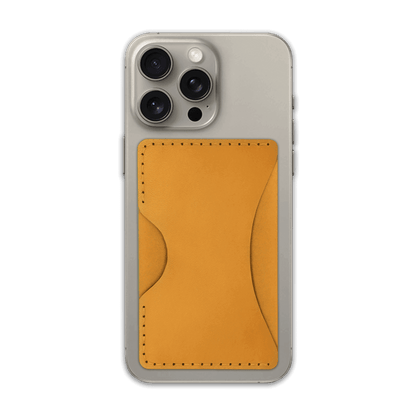 Phone case with a gold leather card holder 