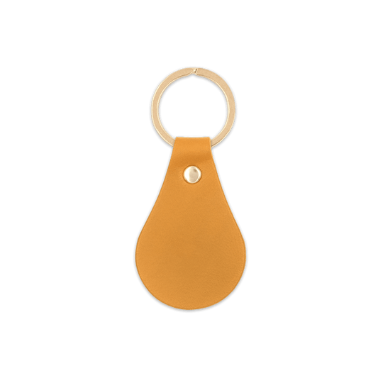 Gold leather keychain with brass keyring 