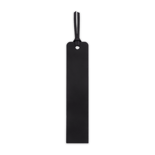 Black rectangular object with a strap on a white background